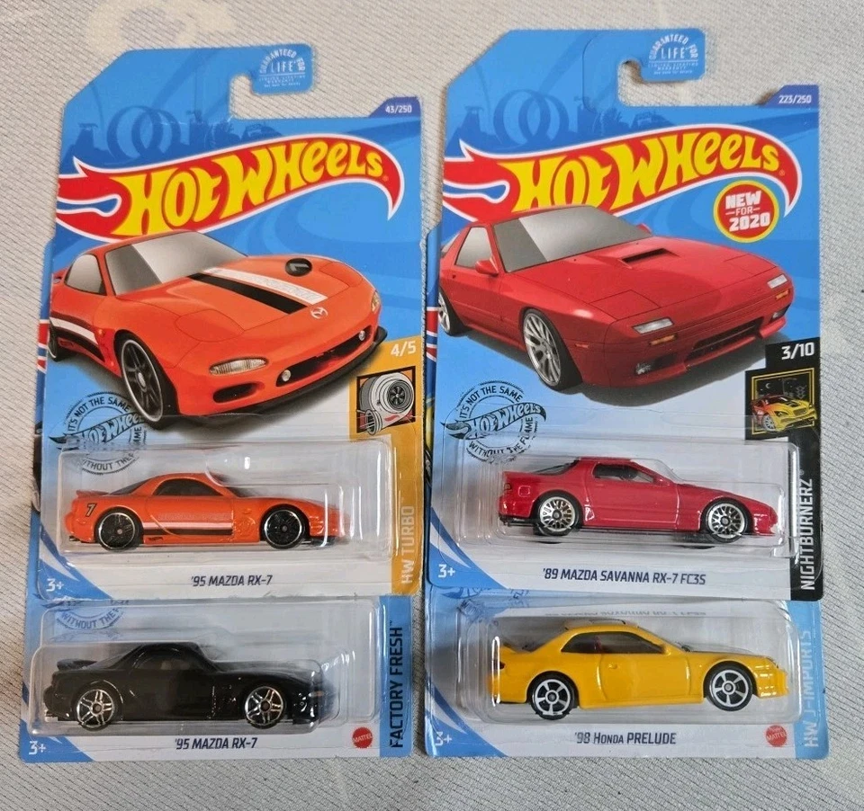 2017|Hot Wheels|Mazda|RX-7|Honda|Prelude|Lote de 4|2020 Foto 1 de 4
