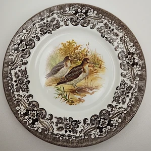 Vintage CERNO GAME BIRDS Brown Transferware Salad PLATE, Made in England, #21-3 - Picture 1 of 8