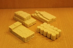 Model loads ,coal sacks, barrels, crates, wood stack, for 00 gauge 4mm resin