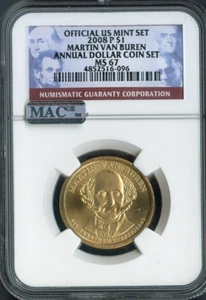 2008-P Martin Van Buren Dollar NGC MS67 Annual - 8th US President - Picture 1 of 2