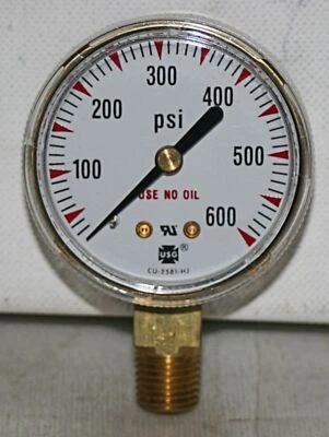 0-600 PSI  2" Dial 1/4"NPT Brass Pressure Gauge US Gauge NEW  - Image 1 of 4
