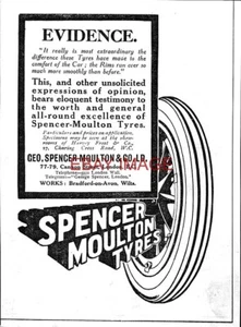 1910 Werbung für Spencer Moulton Motorreifen (2) Original Kleingedruckte Anzeige 734/122 - Bild 1 von 1