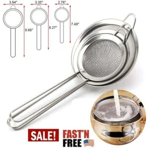 Kitchen Wire Fine Mesh Oil Strainer Flour Colander Sifter Sieve Stainless Steel - Picture 1 of 16