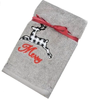 Juego de 2 toallas de mano bordadas de reno de Navidad Avanti de baño a cuadros de búfalo Foto 1 de 4