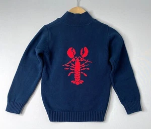 CLASSIC PREP Boys 7 Yrs (~6) Navy Blue Pullover Sweater w/Red Knit Lobster CPC - Picture 1 of 5