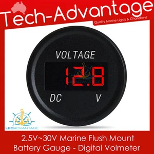 12V MARINE MONTAJE AL RASH TABLERO COMPACTO BARCO MEDIDOR DE BATERÍA VOLTÍMETRO DIGITAL - Imagen 1 de 6
