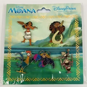 Disney Moana Heihei Maui Tamatoa Glitter Kakamora Disney Parks 5 Pin Booster Set - Picture 1 of 1