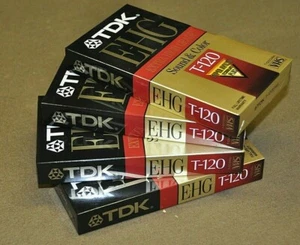 TDK E-HG/  T-120 VHS Blank Tape Extra /High Grade New/sealed Cassettes set of 4 - Picture 1 of 3