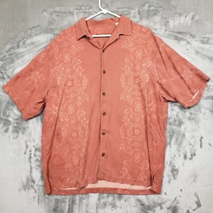 Tommy Bahama Hemd Herren XL 100% Seide Camp Shirt Hawaii Blumen Lachs Rot - Bild 1 von 7
