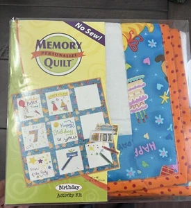 Memory Personalized Quilt No Sew Birthday Theme Activity Kit Blue Frame New - Picture 1 of 6