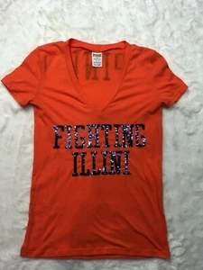 Camiseta deportiva de Victoria's Secret rosa Illinois para mujer de lucha cuello en V pequeña ostentación - Imagen 1 de 6