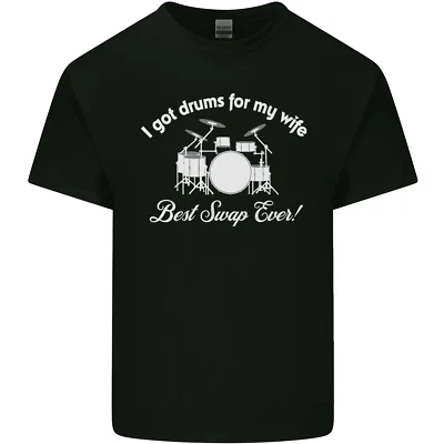 Batteria per My Wife Batterista Drumming Uomo Cotone T-Shirt - Immagine 1 di 4