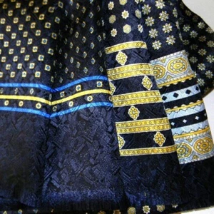 Bufanda Seda Elegante Hombre Azul Y Amarillo Con Dibujos Amarillo Azul Made IN Italy - Imagen 1 de 12