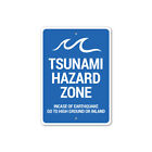 Tsunami Hazard Zone, Warning Coastal Sign, Safety Guide Metal Sign for Beach