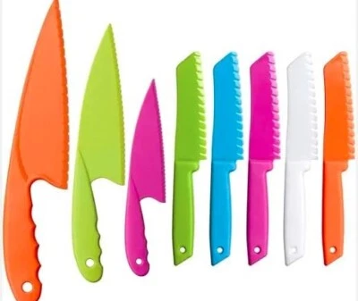 LAVEN & IVORY 8 Pcs Kitchen Safety Knives for Kids, Children's Cooking Knives Firm Grip, Serra