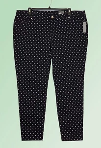 NWT J.C. Penney Plus 22W 2X Black White Dot Skinny Jeans - Picture 1 of 3