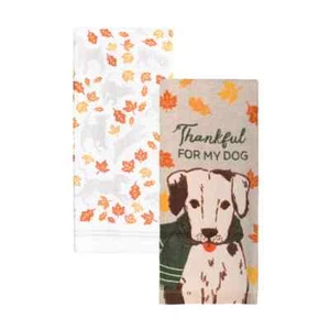 Celebrate Fall Together Thankful For My Dog 2 toallas de cocina nuevas con etiqueta - Imagen 1 de 3
