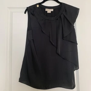 Michael Kors Women's 8 Top Blouse Sleeveless Ruffle Black - Picture 1 of 8