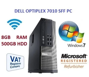 Fast Dell Optiplex 7010 SFF - 2.9GHz 8GB 500GB Win 7 WiFi Desktop PC Computer - Picture 1 of 6