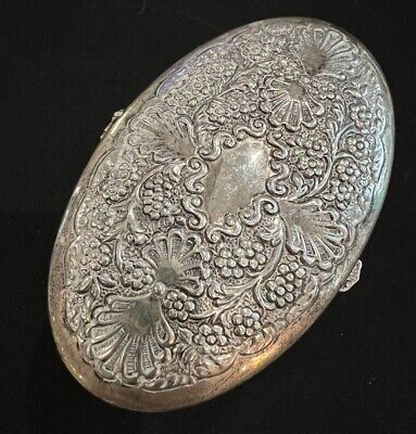 Vintage Antique Ornate Sterling Silver Hinged Box Shell And Flowers Gorgeous  • 185.57$