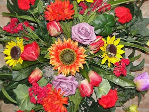 Thanksgiving Color Rhapsody Headstone Cemetery Grave Pillow Silk Sympathy Spray - Picture 1 of 1