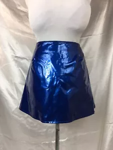 Wet Look Blue PVC Mini Skirt Flared A Line 30” Waist Sissy Mistress TV Slippery - Picture 1 of 3