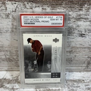 Tiger Woods Rookie PSA 10 2001 Upper Deck Heroes Of Golf 2001 National Promo 1TW - Bild 1 von 2