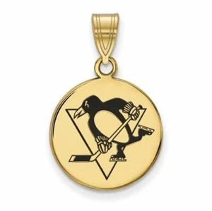 SS GP NHL Pitts Penguins Medium Enameled Disc Pendant - Picture 1 of 1
