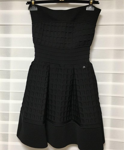 CHANEL Mini Abito Corto Top Nudo Donna Taglia 36 Logo Placca di JP Authentic