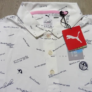 CAMISA POLO PUMA ARNOLD PALMER Para Hombres M MEDIANA AP SCORECARD BLANCA AZUL MARINO GOLF - Imagen 1 de 11