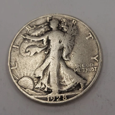 1928-S Walking Liberty Silver Half Dollar Grading VG Priced Right  w40 Cover