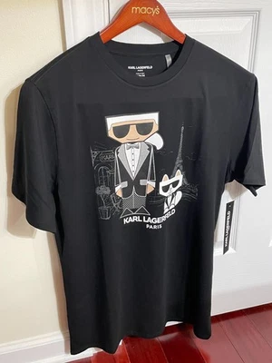 Brand New KARL LAGERFELD Black Men's T-Shirt Logo Print w/Tags Size M - Image 1 of 2