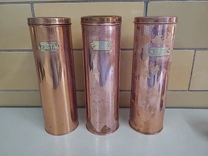 Vintage Massiv Kupfer mit Messing Pasta Kanister Behälter 11"×3-1/2 Made in Korea - Bild 1 von 16