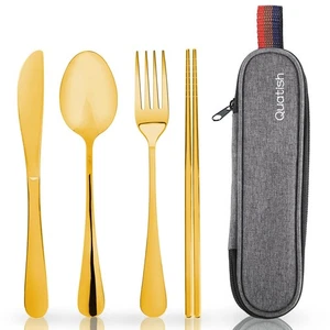 Travel Utensils with Case, Portable Silverware Set for Work, Stainless Steel ... - Picture 1 of 7