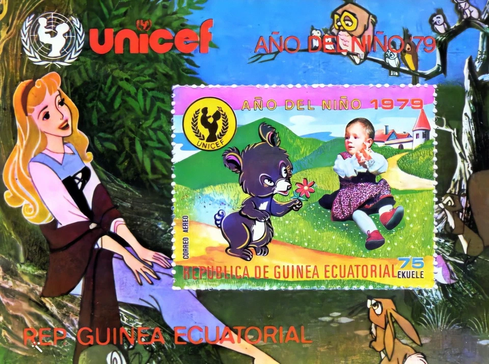 Equatorial Guinea 1979 Owl/Fairy Tales/Cinderella Disney/ICY S/S (1) Mi#314 MNH - Image 1 of 1