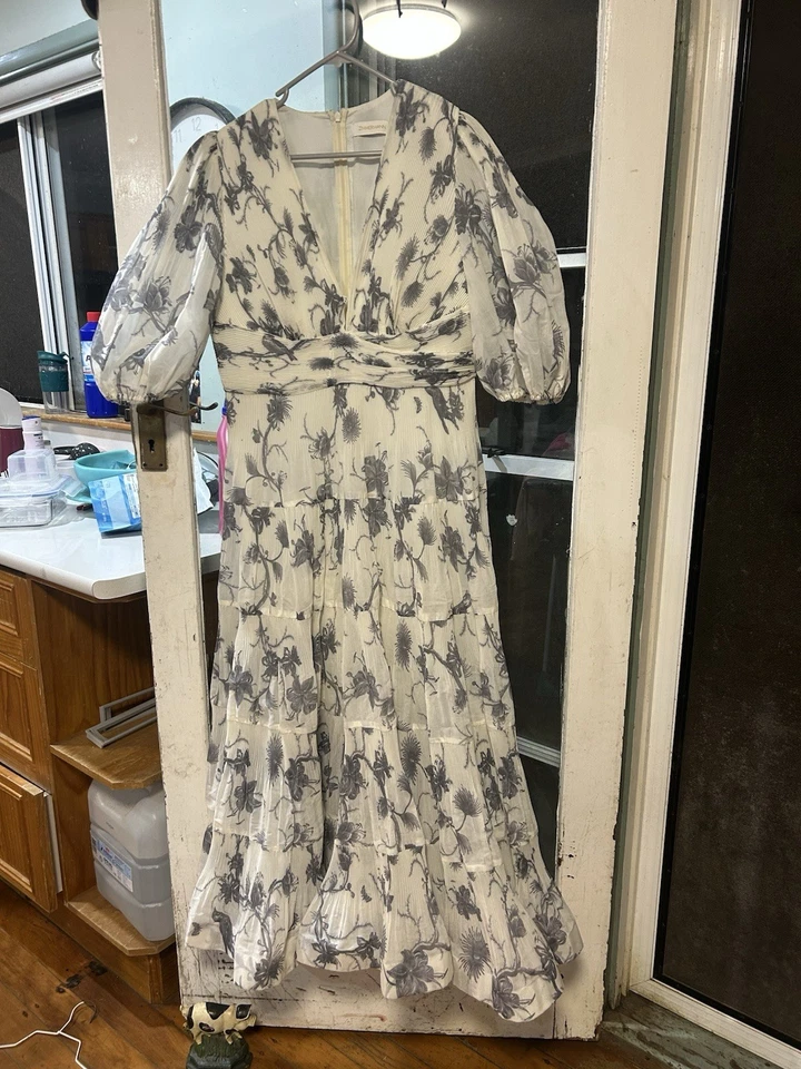 Vestido Zimmermann Luminosity Midi Mezcla Seda Floral Plisado Talla 4 Foto 1 de 4