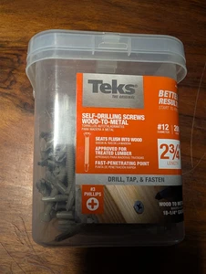(200 piezas) Teks 21386: tornillos autoperforantes de 2-3/4", madera a metal, diámetro #12 - Imagen 1 de 3
