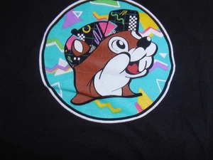 BUC-EE'S RETRO "BUC-EE SAYS RELAX" COLORFUL S/S BLACK T-SHIRT WOMEN'S SIZE L - Foto 1 di 7
