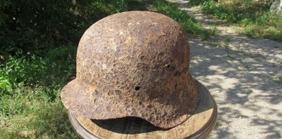 Originale-autentico WW2 WWII reliquia elmetto tedesco timbro Wehrmacht MFR 2711 #194 - Immagine 1 di 4