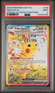 POKEMON SSP EN-SURGING SPARKS 2024 ILUSTRACIÓN ESPECIAL RARO PIKACHU EX PSA 9 - Imagen 1 de 2
