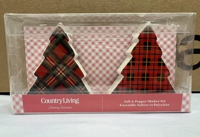 Juego de coctelera de sal y pimienta Country Living Enesco a cuadros Navidad 6007419 Foto 1 de 4