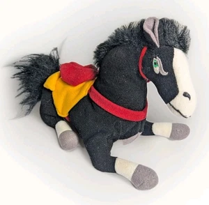 Disney Mulan Khan Caballo 8” Peluche Animal Negro Caballo Cara Loca Enojada - Imagen 1 de 6