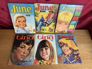 Vintage Annuals For Girls '70s June Princess Tina Jinty Sandy x6 unclipped - Imagen 1 de 24