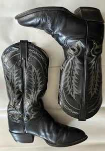 Tony Lama Herren Größe 7,5 EE Schwarz Leder Cowboy Western Stiefel - Bild 1 von 11