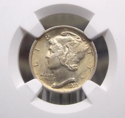 1923 "P" Mercury SILVER Dime 10c NGC MS64 FB #007 *FULL BANDS* BU Unc ECC&C, Inc - Image 1 of 4