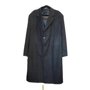 Hart Schaffner Marx 100% Cashmere Overcoat Mens 48R Charcoal Black Lined Winter - Picture 1 of 12