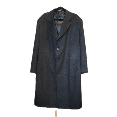 Hart Schaffner Marx 100% Cashmere Overcoat Mens 48R Charcoal Black Lined Winter - Image 1 of 4