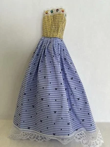 Barbie Doll Blue & Gold Gown Full Length Strapless With Colored Sequins - Picture 1 of 16