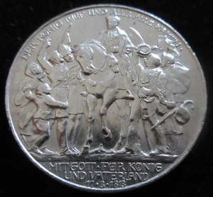 MDS DEUTSCHES REICH KAISERREICH DREI 3 MARK 1913 "BEFREIUNGSKRIEGE", SILBER #E - Picture 1 of 2