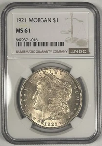 1921 Morgan Silver $1 Dollar Coin NGC MS 61 - Picture 1 of 2